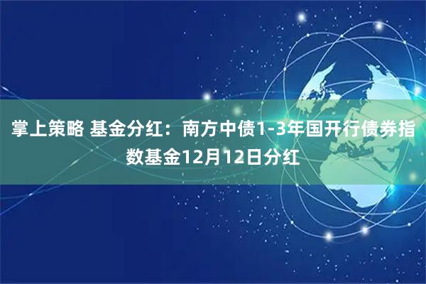 掌上策略 基金分红：南方中债1-3年国开行债券指数基金12月12日分红