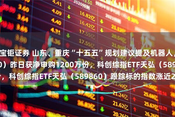 宝钜证券 山东、重庆“十五五”规划建议提及机器人，机器人ETF（159770）昨日获净申购1200万份，科创综指ETF天弘（589860）跟踪标的指数涨近2%